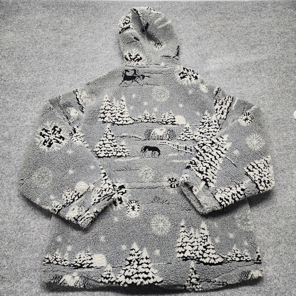 VINTAGE WOOLRICH Womens Large Full Zip Fleece Jacket Winter Print USA Made - Picture 6 of 6